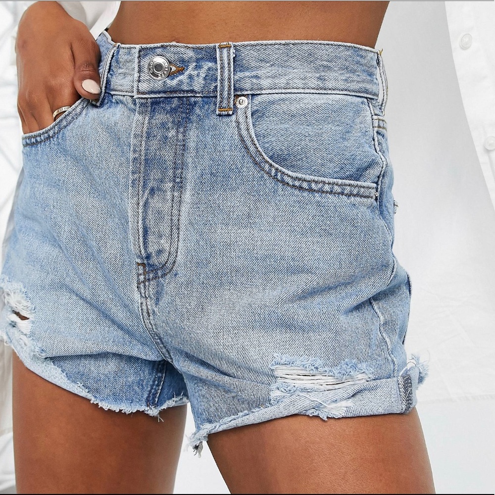 ASOS High Waist Denim Shorts - Light Blue - Picture 3 of 8
